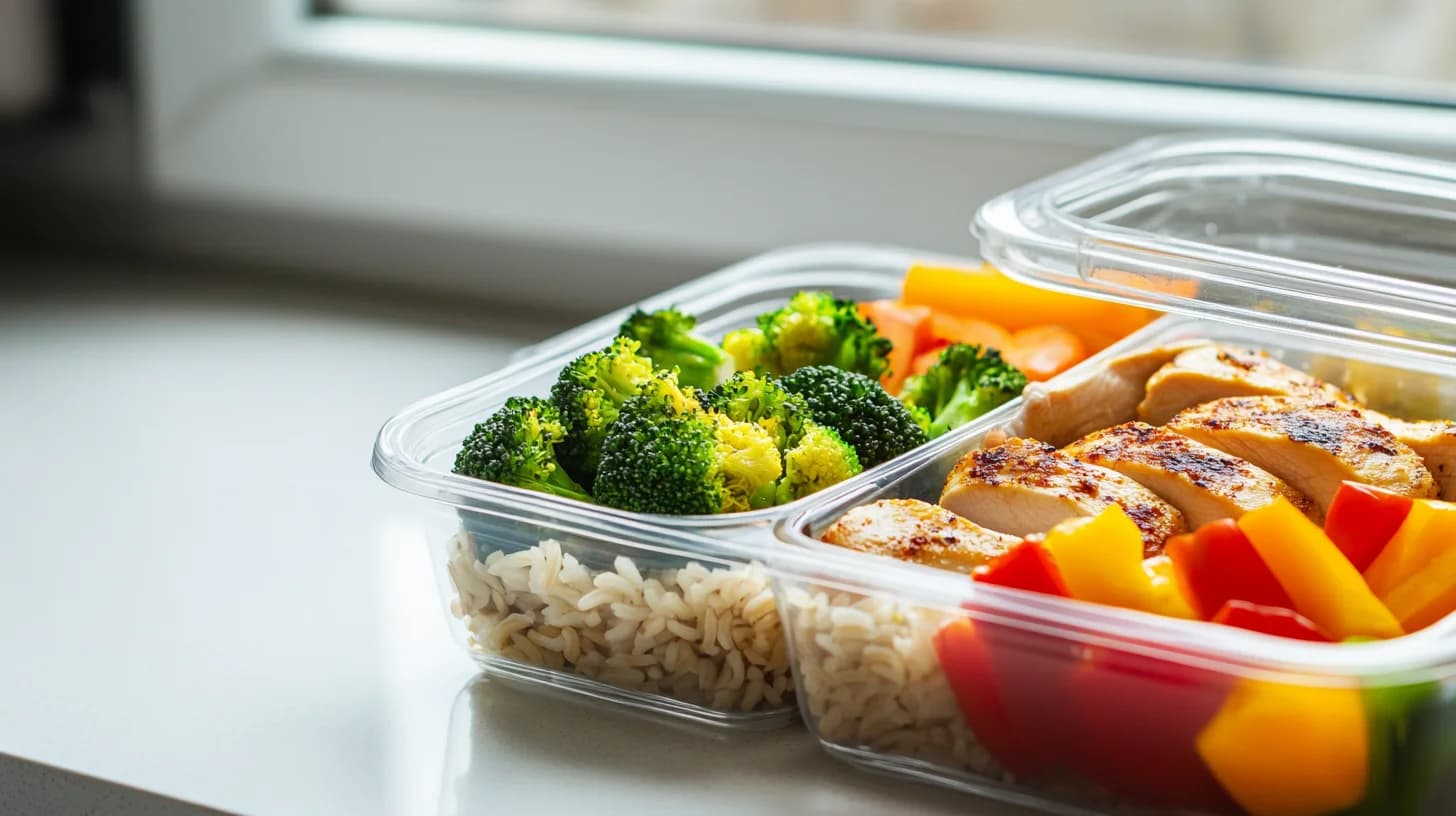 Meal prep -astioita terveellisellä ruoalla ateriasuunnitteluun