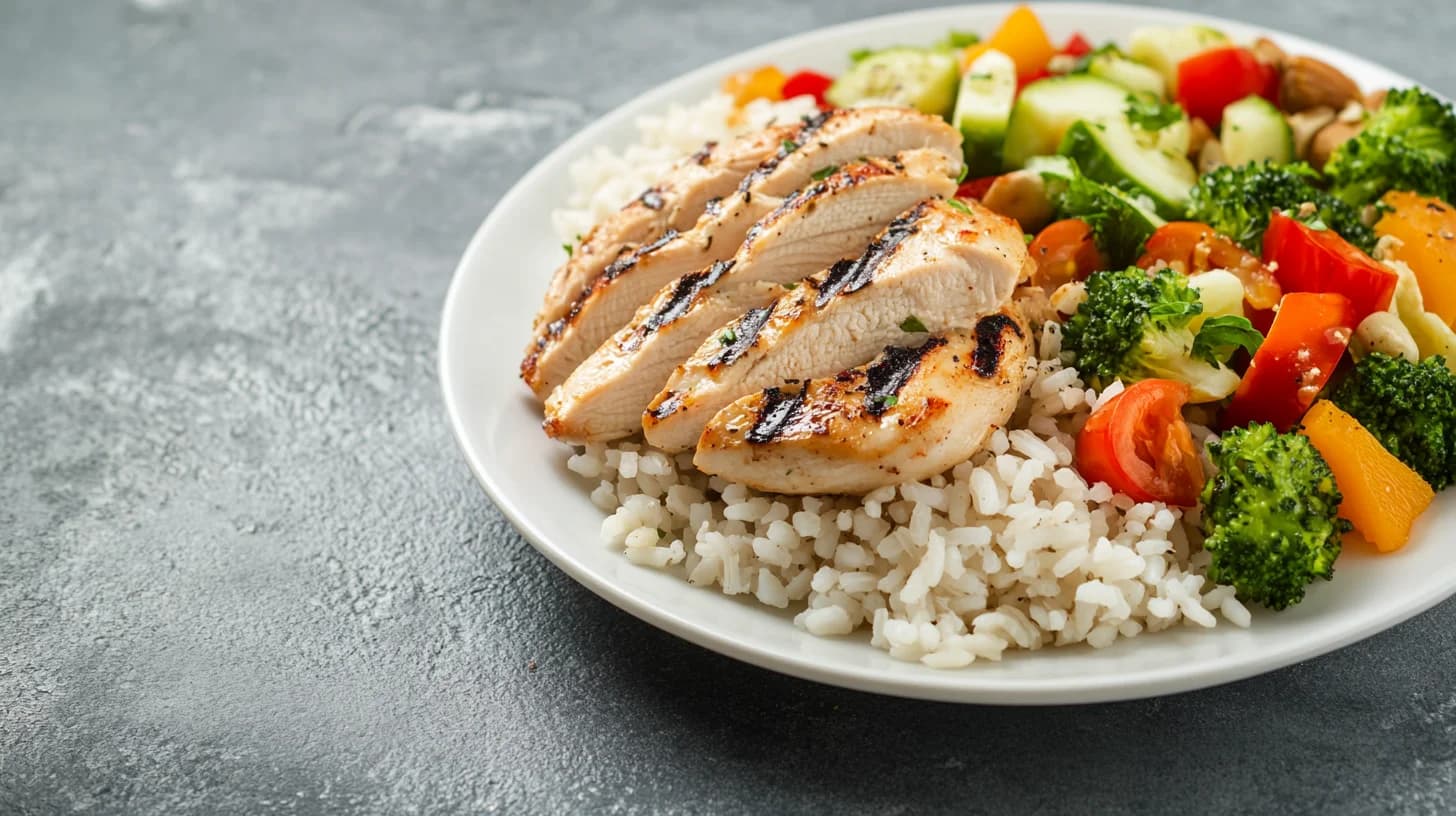 Terveellinen ateria proteiininlähteineen jalkakyykkyohjelman tueksi